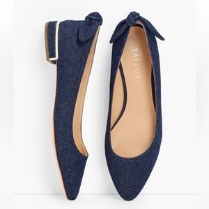 Talbots Edison Back Keyhole Flats Denim EUC
